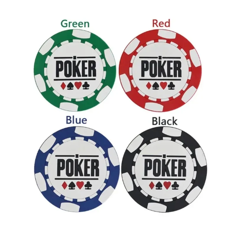 POKER CUP MAT Soft Rubber Material 4pcs/set Multicolor Texas Hold'em POKER Chip Style 9.7x0.35cm Poker Flowers Circular Coasters