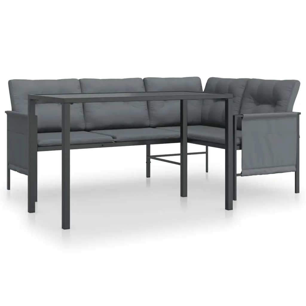 2 Piece Patio Dining Sofa Set with Steel Table for Garden & Outdoor Party, Anthracite, Customized