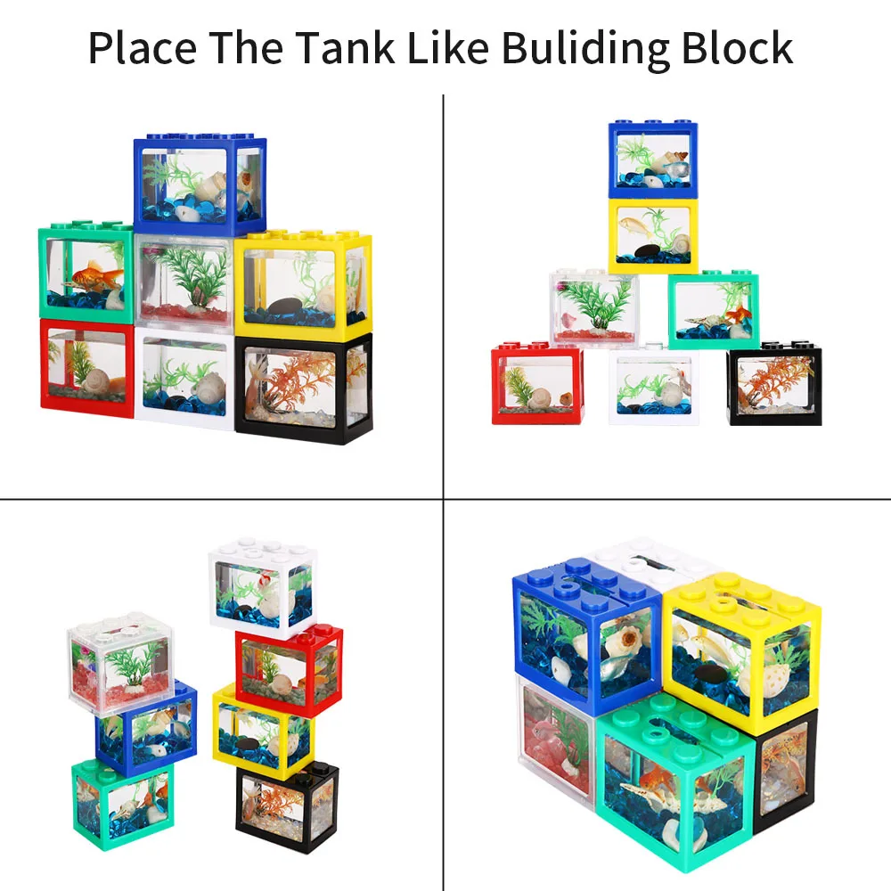 Building Block Fish Tank Mini Landscaping Tank Fighting Fish Tank Seaweed Box Reptile Tank