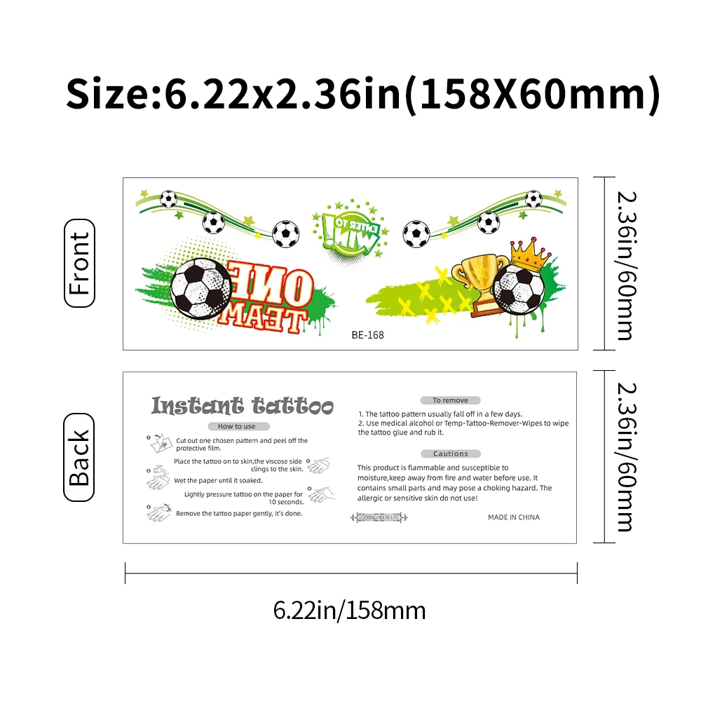 7 Sheets Soccer Temporary Tattoos Waterproof Fake Tattoo Stickers Colorful Football Pattern Face Body Art Stickers