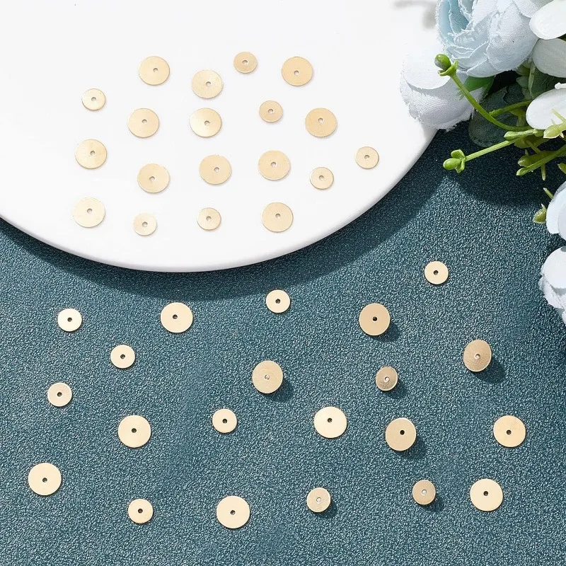 1 Box 200Pcs Gold Heishi Beads Golden Flat Disc Beads 6mm 8mm Real 18K Gold Plated Brass Round Spacer Beads for Jewelry Making