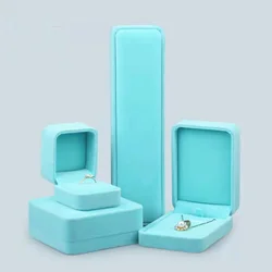 Jewelry Boxes For Ring Necklace Pendants Soft Blue Velvet High Quality Luxury Packaging Beautiful Boxes