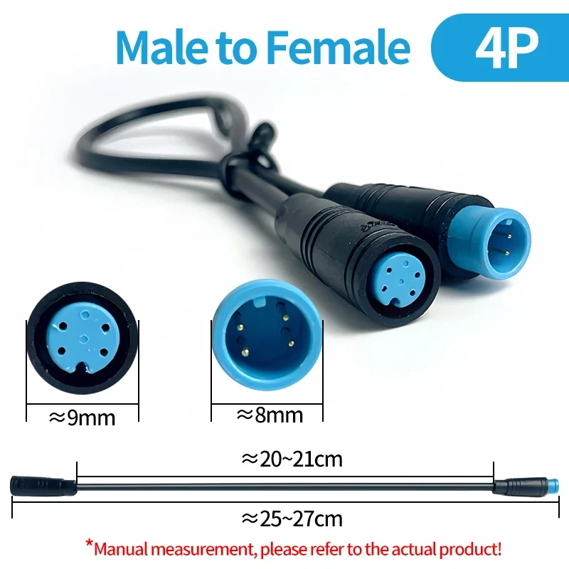 4/10Pcs M8 2 3 4 5 6 Pin Elektrische Fahrrad Butt Joint Stecker Wasserdicht für Ebike display Kabel 25cm Weiblich Männlich Optional Stecker