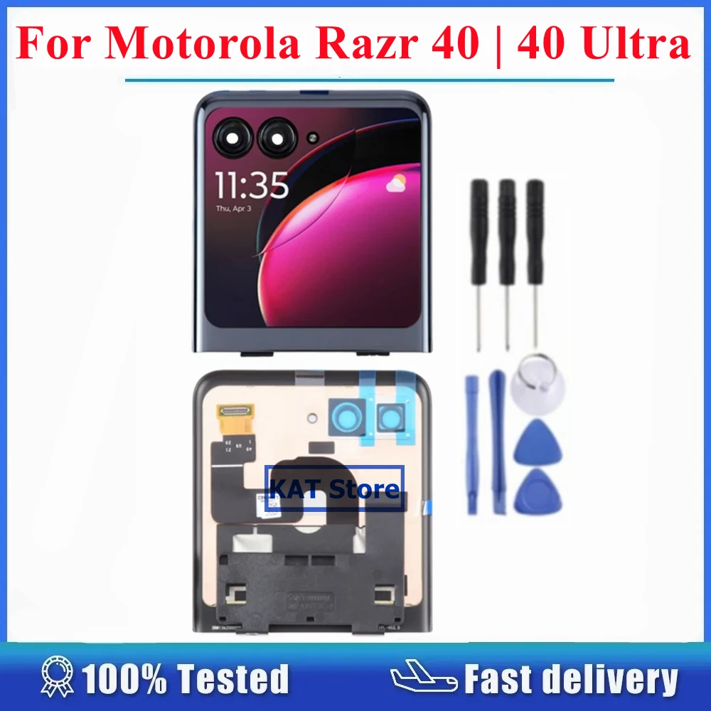 For Motorola Moto Razr 40 XT2323 2023 40 Ultra XT2321 2023 Secondary LCD Screen and Digitizer Assembly Back Cover Replacement