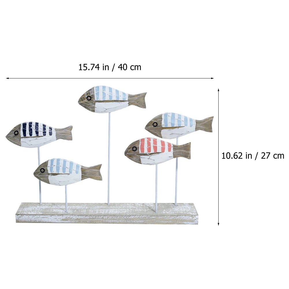 

Retro Style Wooden Fish Stock Decor Realistic Exquisite Home Office Decoration Desktop Centerpiece Mediterranean Style Ornament