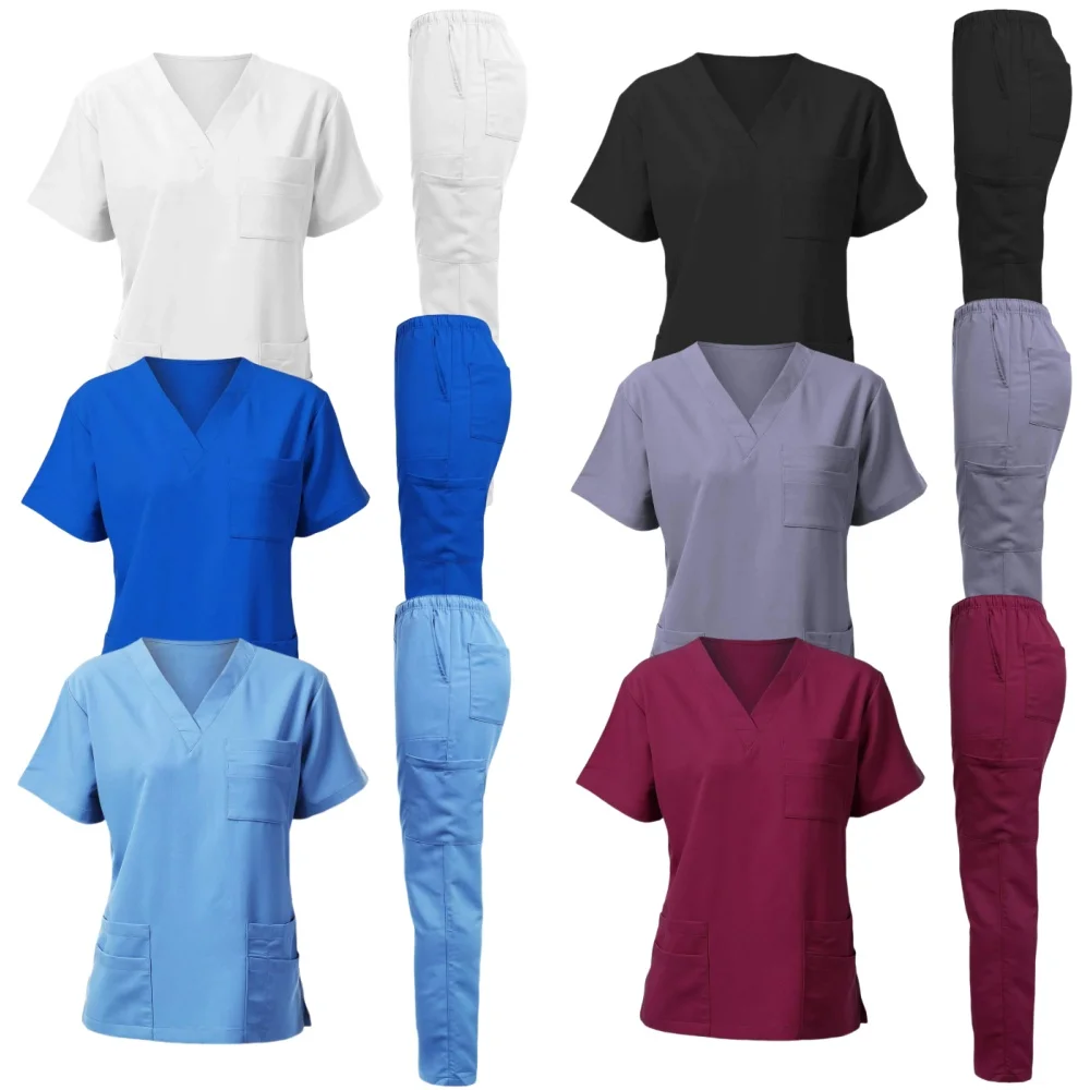 Salão de beleza manga curta uniforme, roupas médicas, esfrega terno uniformes, enfermeira t-shirts, dhypocrate trabalho blusas