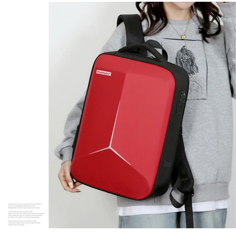 MUMUCC Hard EVA Shell Laptop Backpack Shockproof USB Type C Charging Anti Theft Password Lock Travel Backpack with Luggage Strap