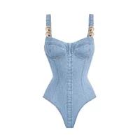 Denim Print 2Pcs Swimsuit Sexy Bikini Women Swimwear Bandeau Biquini Female Mini Skirt Bathingsuit Push Up Swim Suit Beachwear 2