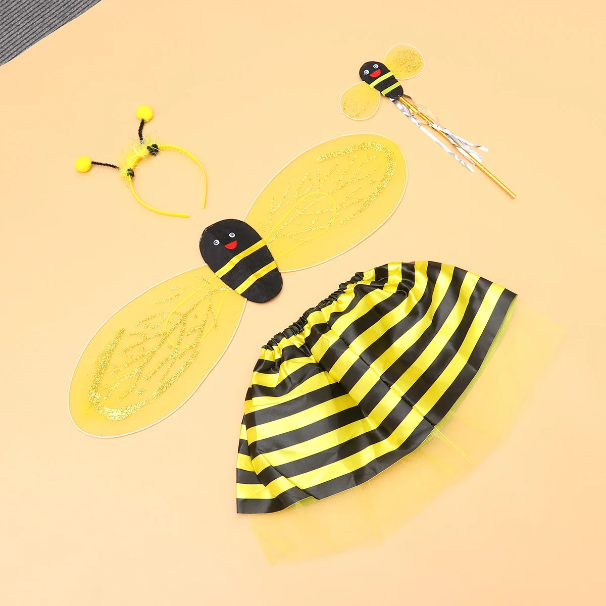 

4pcs Bee Wings Fairy Costume Set Kids Light Outfit Birthday Party Preschool Camp Dress Up Gift for Toddler Role