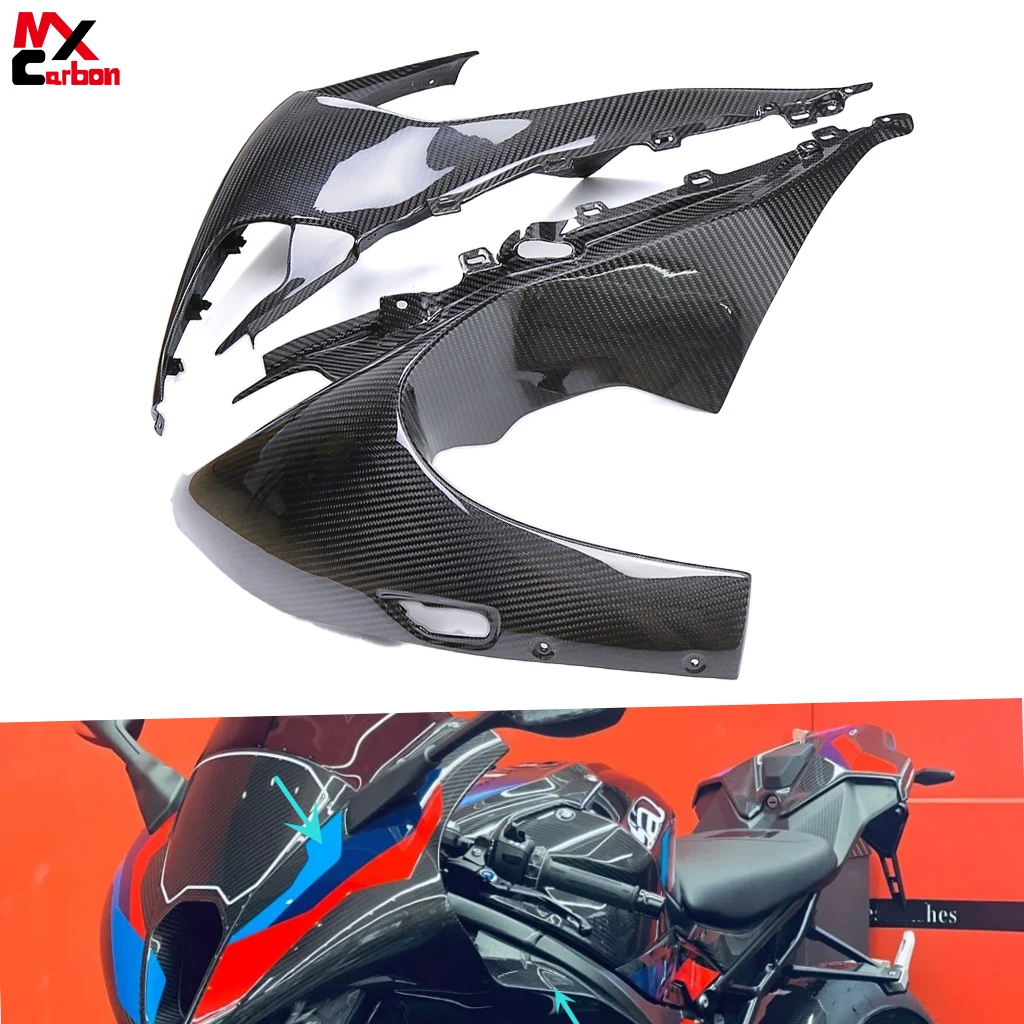 Motorcycle Front Headlight Cover Accessories for BMW M1000RR 2023 Real Carbon Fiber Front Side Panels DashBoard Fairing