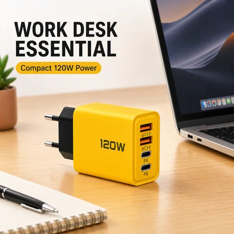 Зарядное устройство 120W USB-C, 4 порта, быстрая зарядка PD для iPhone и Xiaomi — фото модели