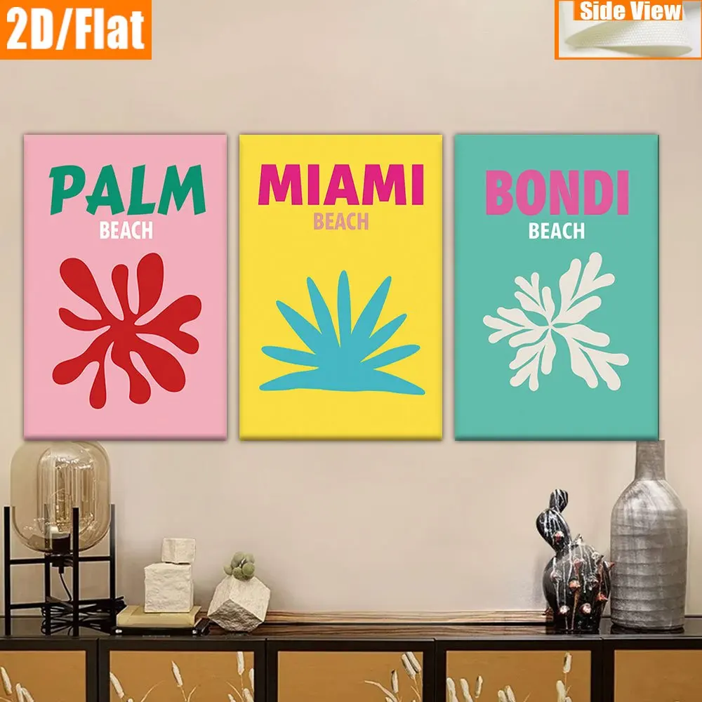 2D/Flat, 3pcs/Set, Canvas Paintings - Frameless, Beach-Themed Patterns, Wall Decor, Bedroom, Office Decor, Wall Art, Living R