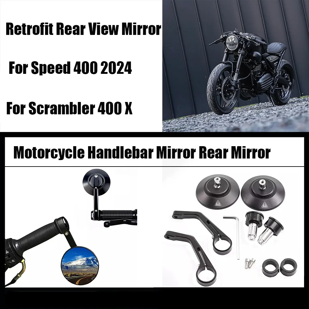 For Triumph Speed 400 Scrambler 400 X Scrambler 400X 2024 Motorcycle Handlebar Mirror Retrofit Rear View Mirror