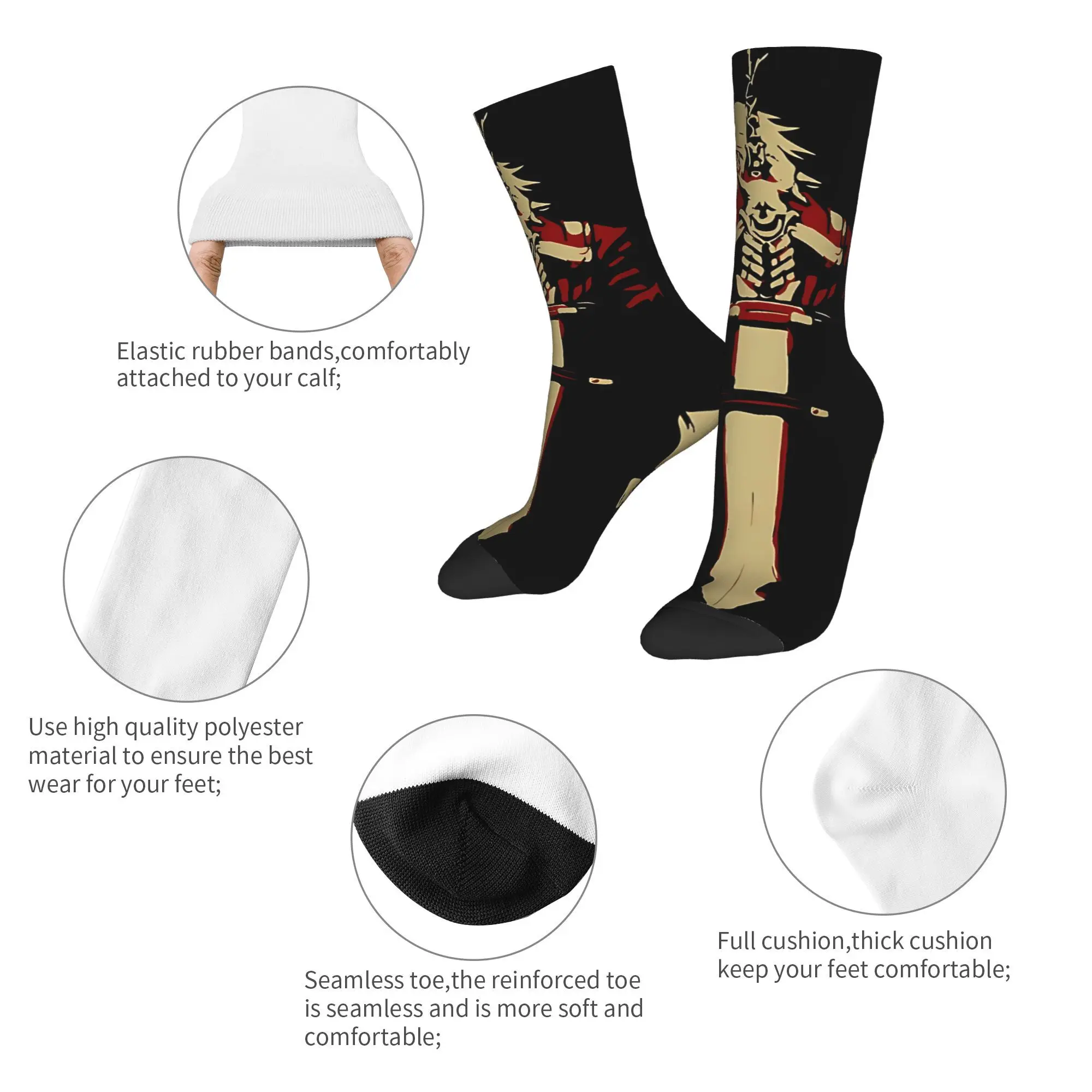 Adults Men Socks Devil May Cry 5 Dante  Stockings Non Slip Soft Breathable Socks Winter Harajuku Printed Outdoor Socks