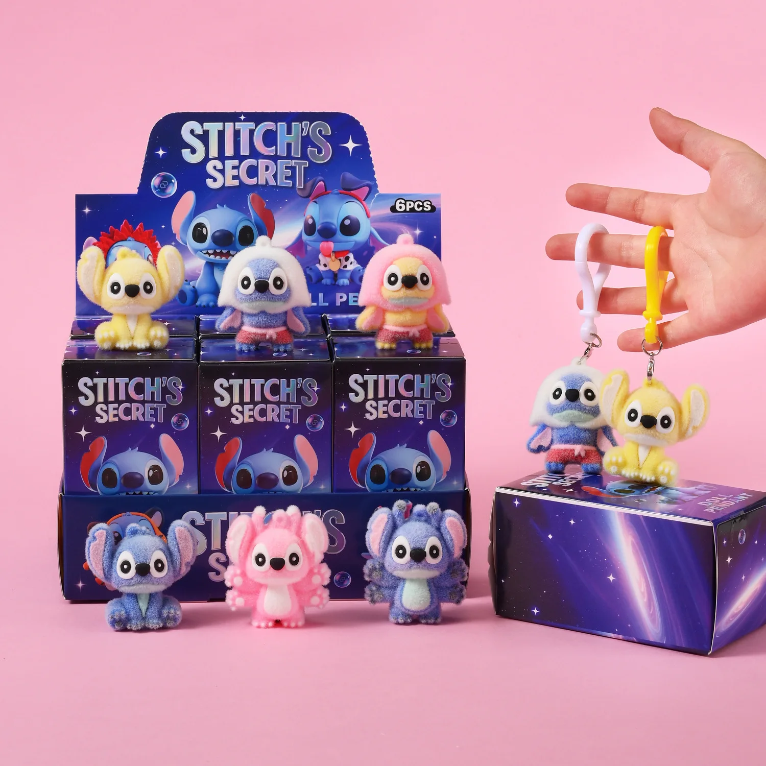 

High Quality 6pcs/lot Stitch Cave Fun Blind Box Cute Pendant Trendy Toy Surprise Toy Keychain Kids Birthday Gift Boys Girls