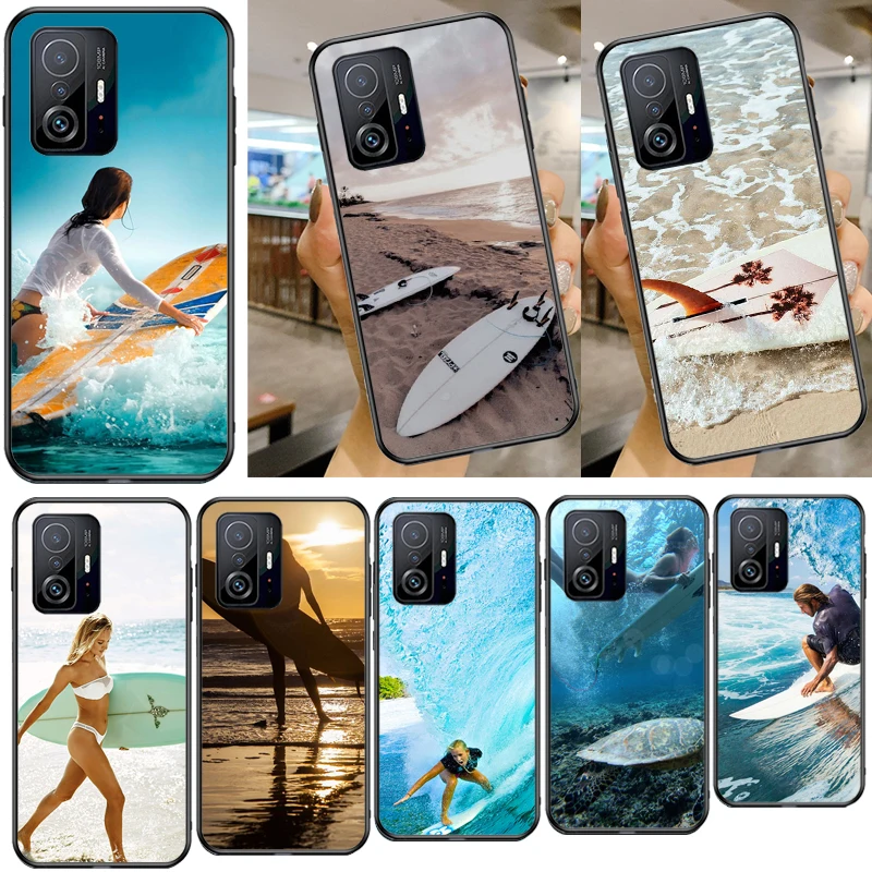 Beach Surf Board Ocean Waves Phone Cover For Xiaomi 11T Pro Mi 11T 10T Pro Mi 11 Lite Case For POCO F3 M3 M4 X3 Pro GT