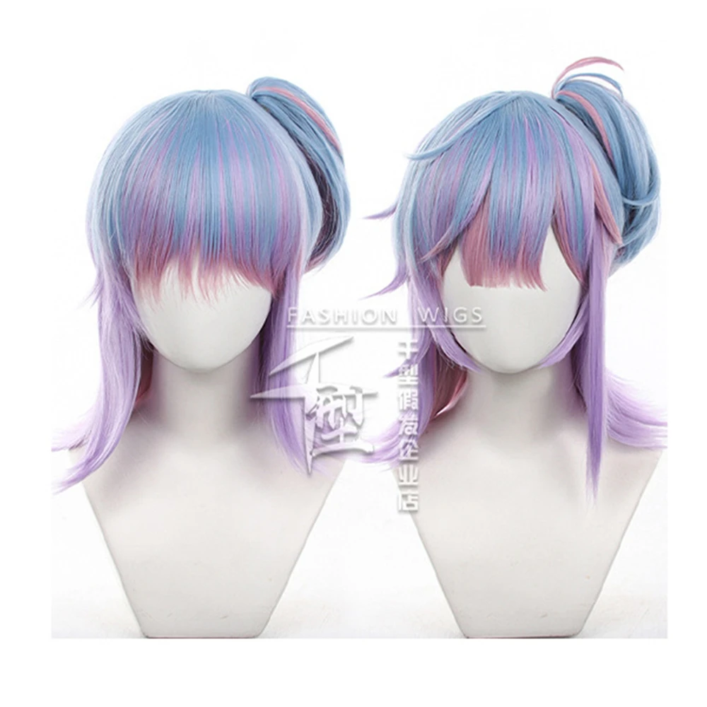 Buffy Cosplay Perücke 40 cm lang Game Identity V Parfümeur Vera Nair Lila Rosa Blau Hitzebeständige Kunsthaar Damen Perücke