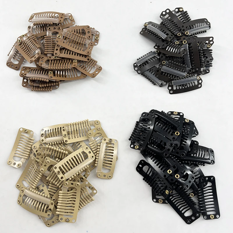 

20 шт., 32 мм, зажимы для парика с прямыми зубьями и силиконовой задней частью для наращивания волос, аксессуары для париков, инструменты