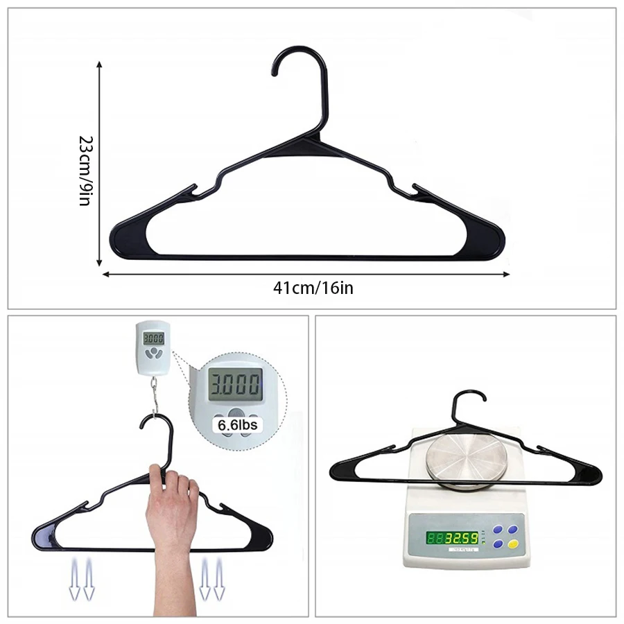 10/20/30pcs plastic hangers for t-shirts, dresses, heavy duty notched hangers, durable and space saving clothes closet hangers