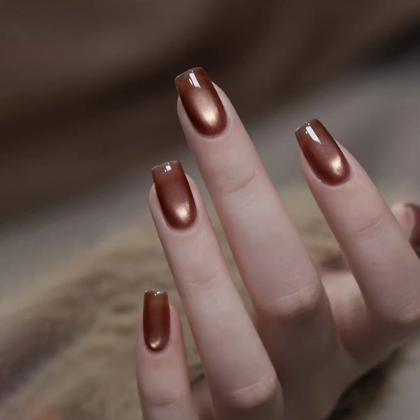 1 stücke WS Herbst Beliebte Maillard Gold Glas Perle Cat Eye Nail art Neue Goldene Zweige Jade Blätter Cat Eye gel Nagellack