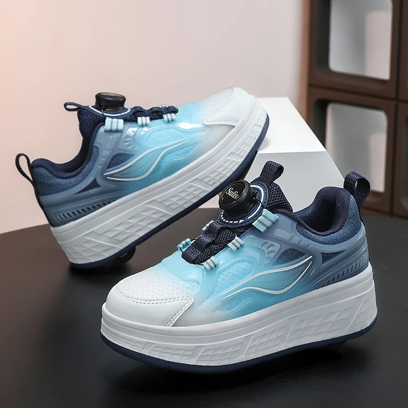 كعب شتوي وخريفي للأطفال: حذاء دوار دافئ جديد غير مرئي بأربعة عجلات قابل للسحب (للأولاد والبنات) #1