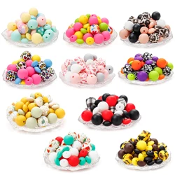 50Pcs/Lot Silicone Spacer Beads Combination Set for for Baby Food Grade BPA Free Silicone Beads Nursing Chewable Teething Beads