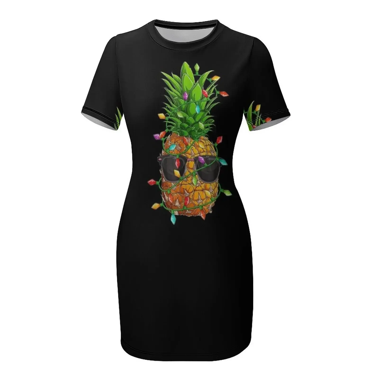 Pineapple Sunglasses Lights July Tropical Christmas Hawaiian T-Shirt Short-Sleeved Dress sensual sexy dress for women Dress