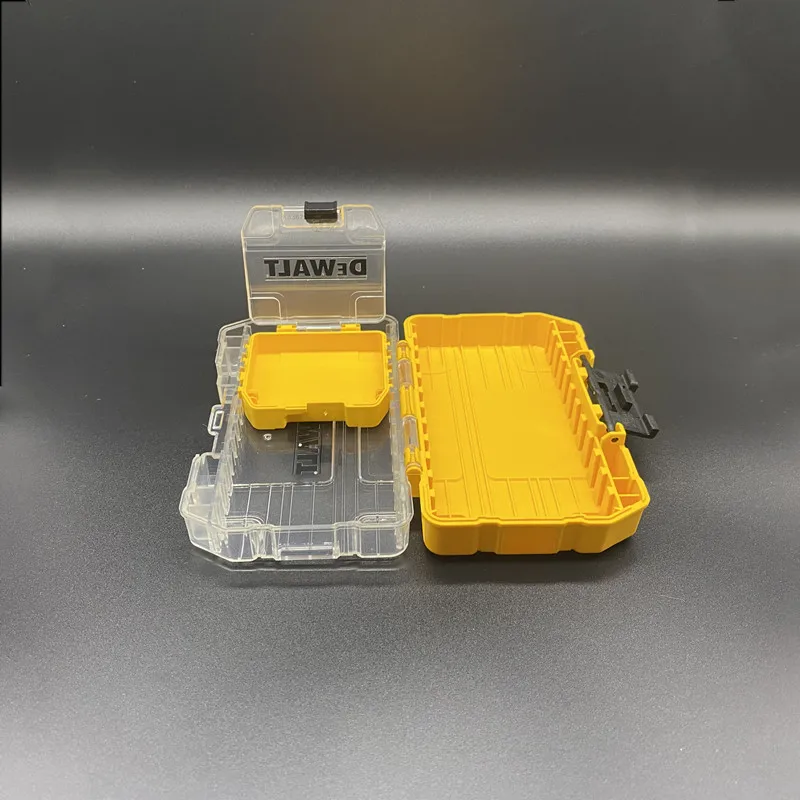 DEWALT Original Drill Bits Accessories Tool Box Yellow Black Transparent Screws Nuts Drills Tough Case Small Medium Large Size