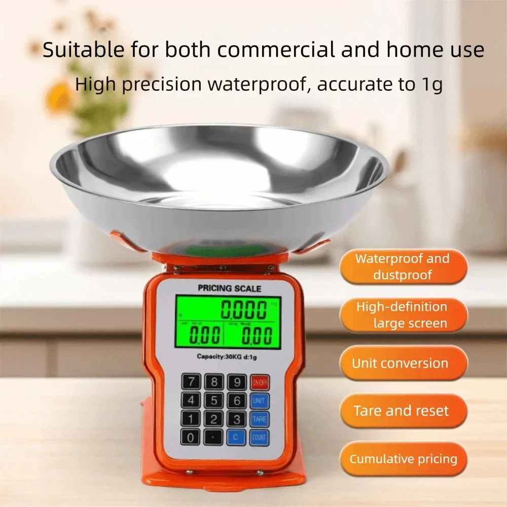 

Новые кухонные весы из нержавеющей стали, 30 кг, точные пищевые весы, утолщенные многофункциональные электронные весы, бытовые