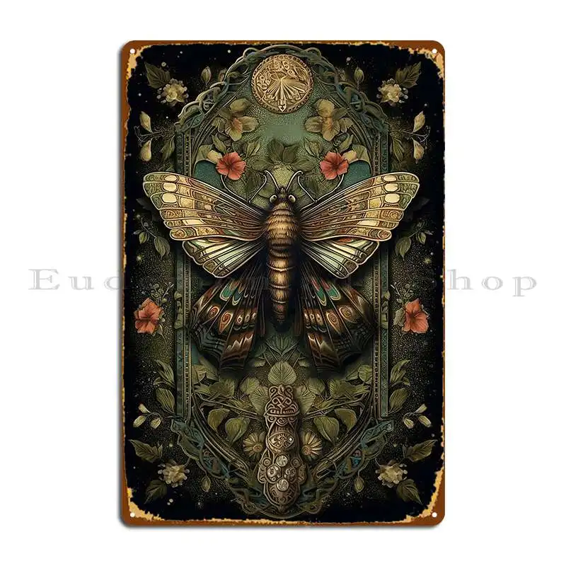 Magical Moth Metal Plaque Poster Wall Plaque Pub Club Character Designing Tin Sign Poster