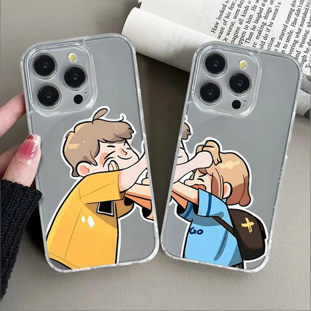 

Cute Child Couple Phone Case For iPhone 17 16 15 11 12 14 13 Pro Max Mini X XS XR 7 Plus 16E Air Shockproof Transparent Cover