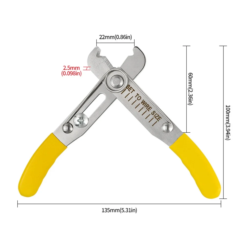 For Tight Spaces Stainless Steel Stripper Hand Tool Yellow Silver Versatile Wire Compatibility Wear Resistance Compact Size