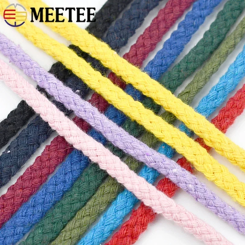 20Meters 5/7mm Cotton Cord High Tenacity Cottons Rope Twisted Ropes Crafts Woven String Home Textile Decor Craft DIY Accessories