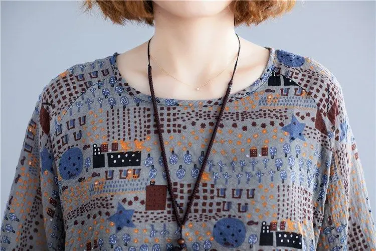 Women Fashionable Loose Literary Summer Clothing Cotton Linen Round Neck Short-sleeved T-shirt Top 2025 New Style