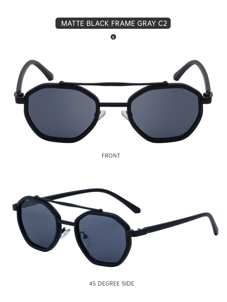 Steampunk Octagon Quadratische Sonnenbrille Männer 2026 Luxus Marke Vintage Punk Metall Polygon Sonnenbrille Für Männliche Klassische Shades UV400 – Detail 13
