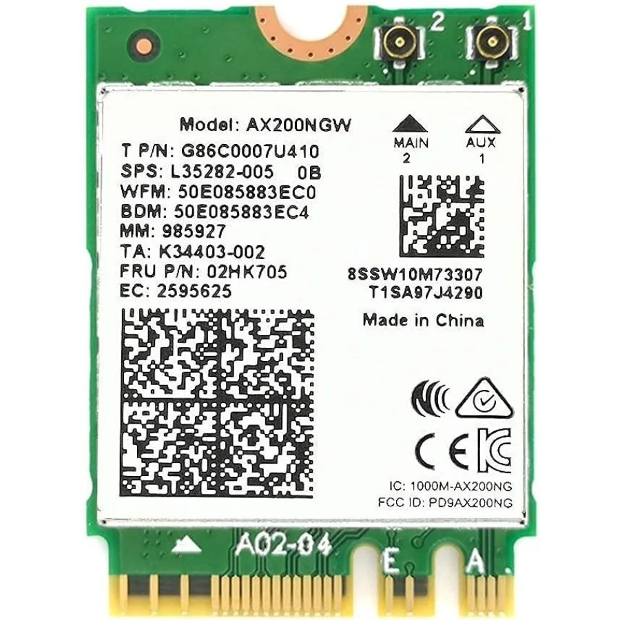 

WiFi 6 Dual Band Adapter for Intel AX200 M.2 Interface 802.11ax for PCs Up to 2.4 Gbps Bluetooth 5.2 Enabled Compatible with Mo