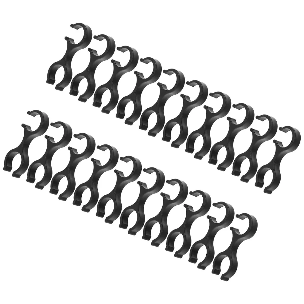

20 Pcs Trekking Pole Clips Lightweight Walking Stick Carabiner Cane Accessories Plastic Buckles Black Storage Connectors