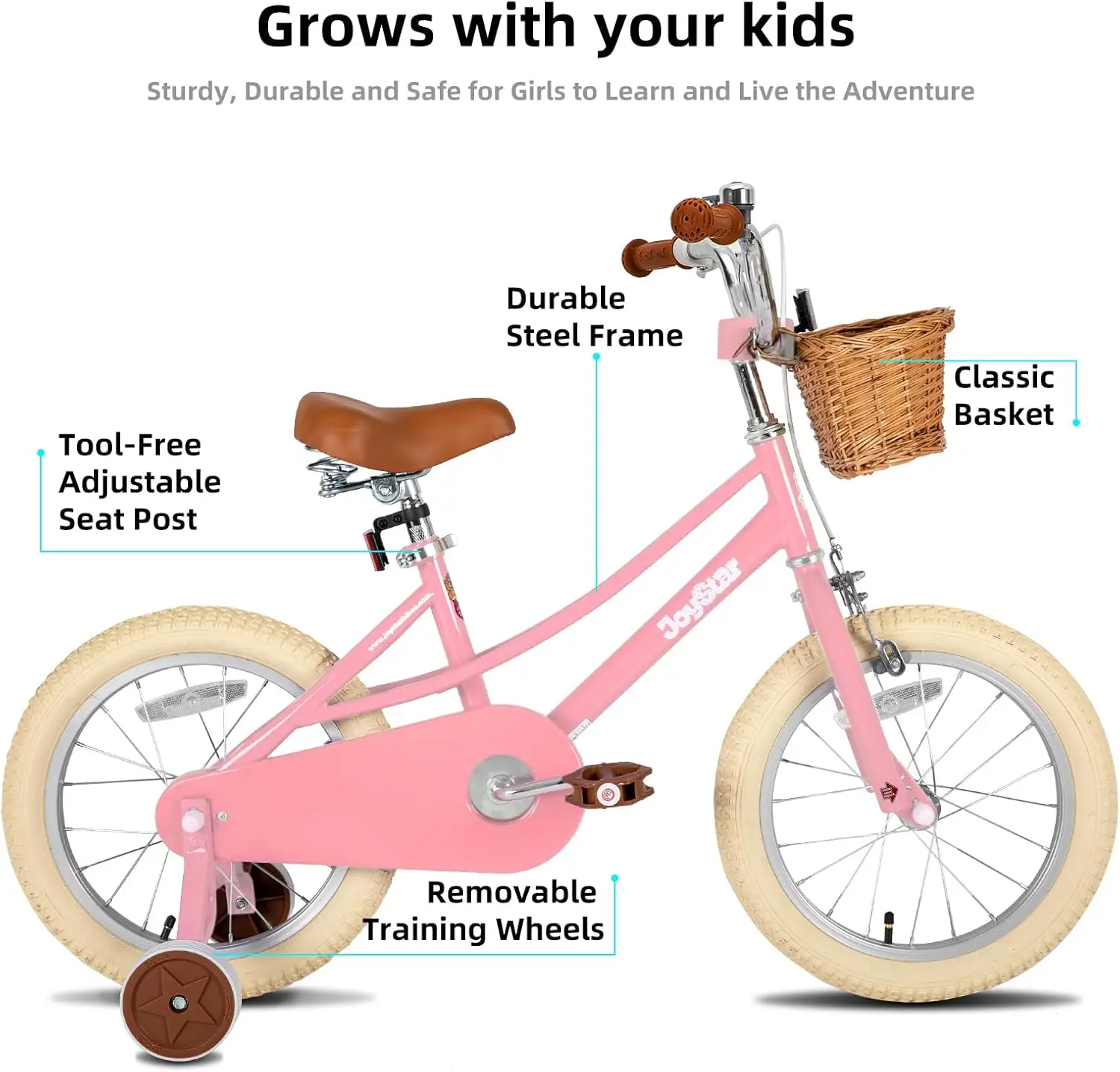 Mädchen Fahrrad für 2-12 Jahre alte Kleinkinder und Kinder, 14 "Retro-Stil Kinder fahrrad mit Stützrädern, 20 Zoll Kinder