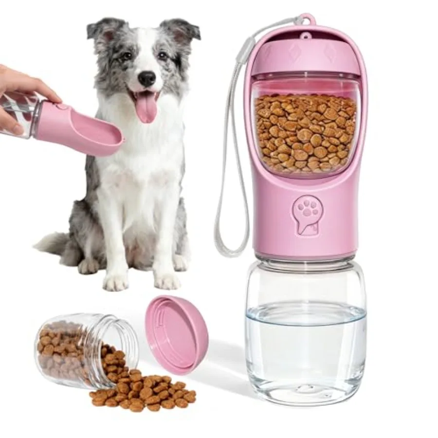 Portable Dog Water Bottle with Food Container