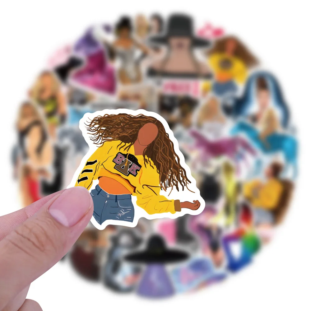 50PCS Singer Cartoon Stickers Beyonce Renaissance Graffiti Funny DIY Decoration Fridge Luggage Laptop Guitar Car Bike Decals Toy