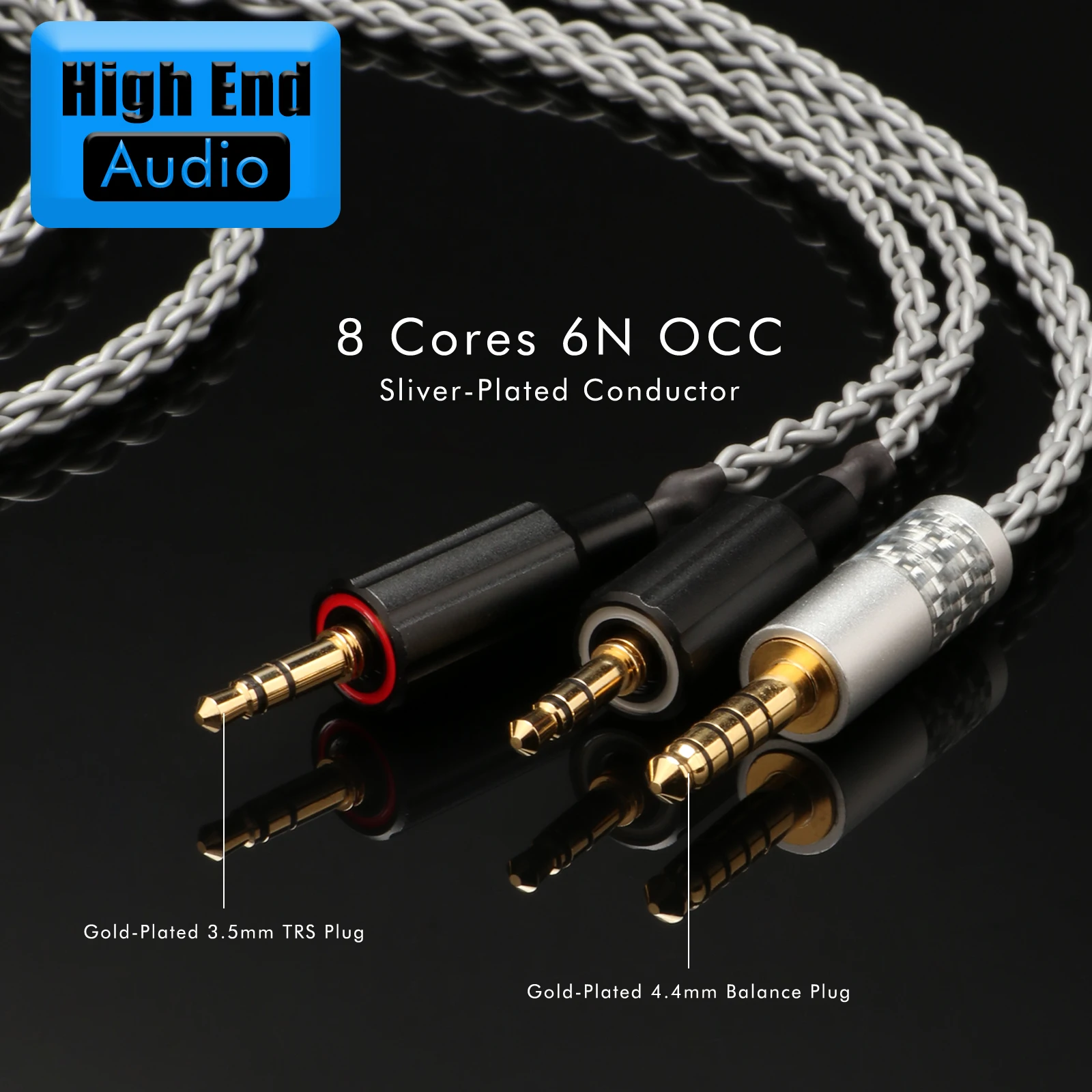 Preffair 8 Cores 4 pin Xlr 4.4 2.5mm Headphone Earphone Cable For Dual 3.5 Hifiman Ananda sundara HE1000se HE6se he400 Z7M2
