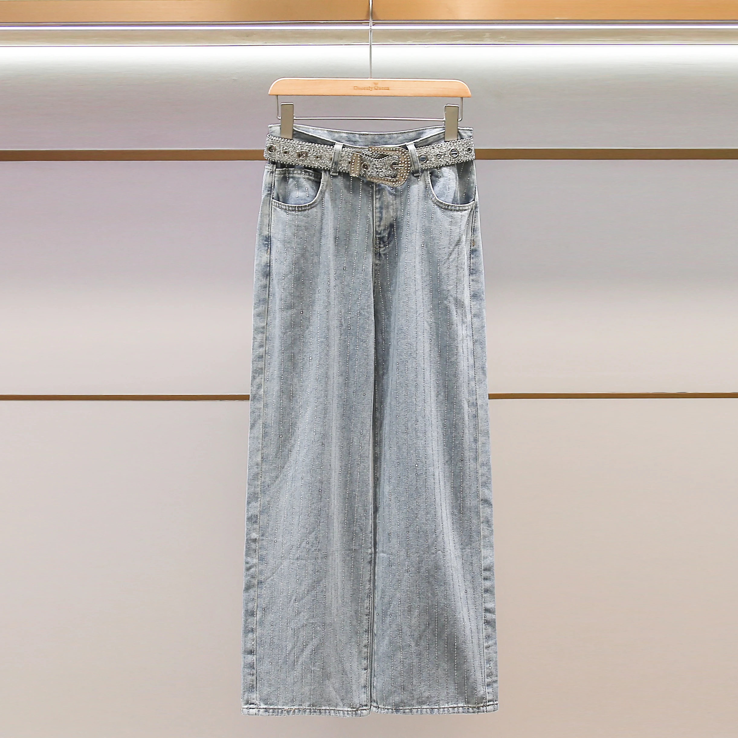 

Джинсы прямого кроя с высокой талией, светло-голубые, модные, повседневные, женские, премиум-качество, осенняя коллекция от Nan You