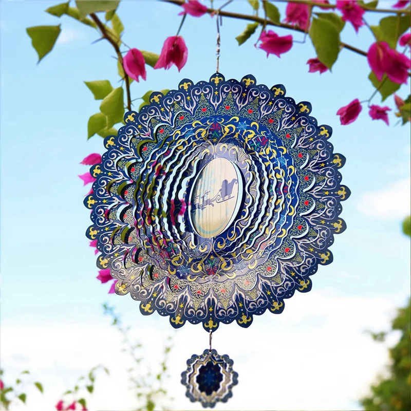 ABRS-3D Spinner a spirale per la decorazione del giardino del cortile Campanelli eolici rotanti appesi Decorazione esterna della casa Ornamenti natalizi