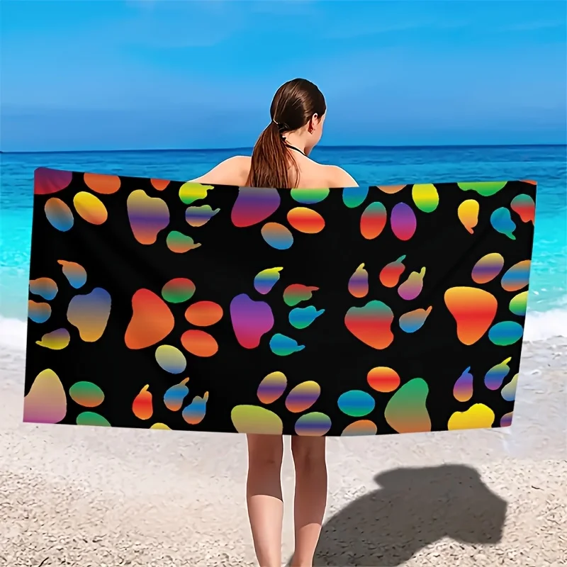 Rainbow Cat Claw Fashion Gradient polyester microfiber beach towel is highly absorbent, suitable for swimming and beach outings