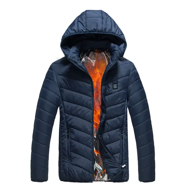 

BROWON Brand Winter Jacket Men Coats 2022 New Solid Color 2pcs Heating Clothes Male USB Heated Warm Hooded Parkas Men Clothing