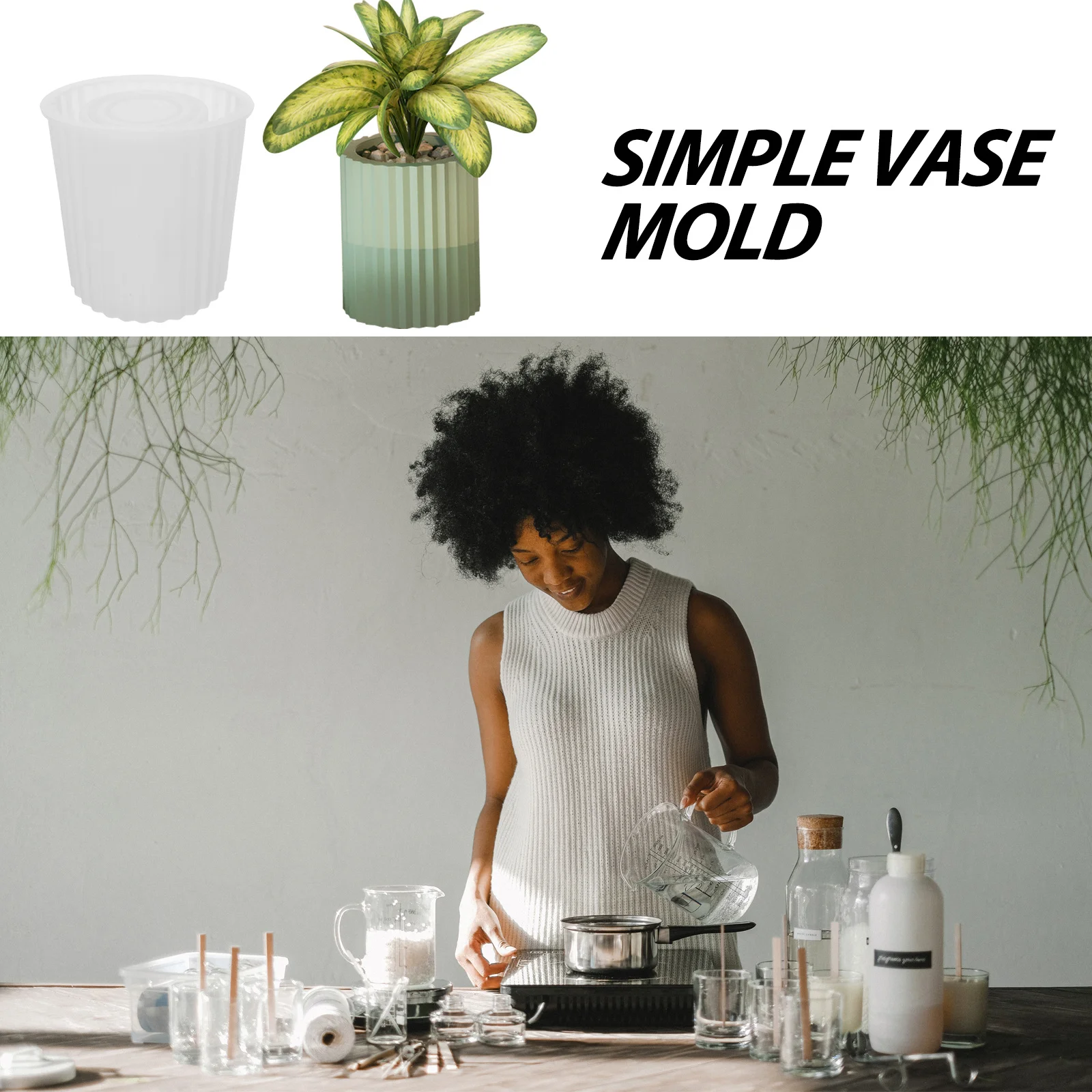 

Premium Extra Large Silicone Succulent Pot Mold for Handmade Resin Concrete Planters Beautiful Striped Design Compatible with