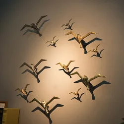 Luxury Pure Copper Seagull Statue Wall Hanging Metal Bird Sculpture Ornament Retro Office Cafe Wall Decoration Home Decor Gift
