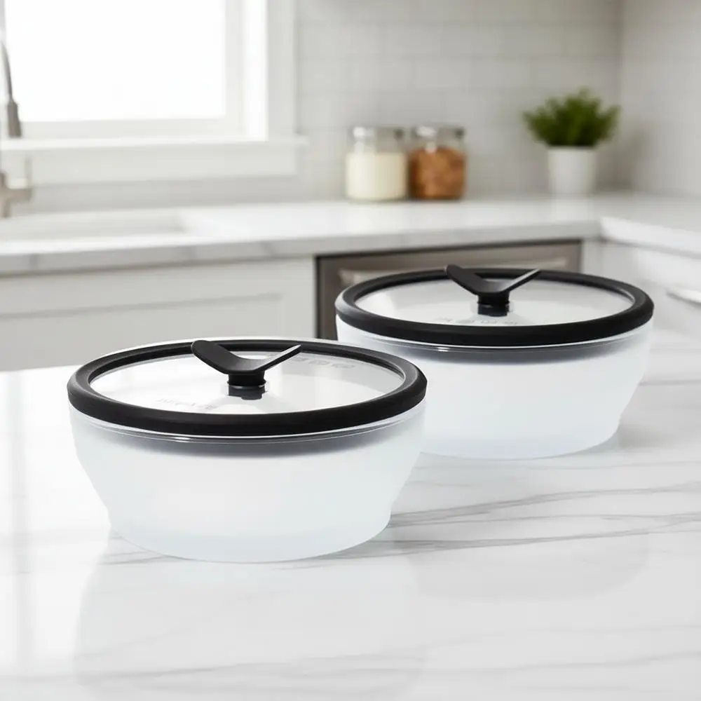 

2-Pack Glass Food Storage Set with Lids | Meal Prep Bowls | Airtight Storage Containers with Silicone Lid or Microwave-Safe Rehe