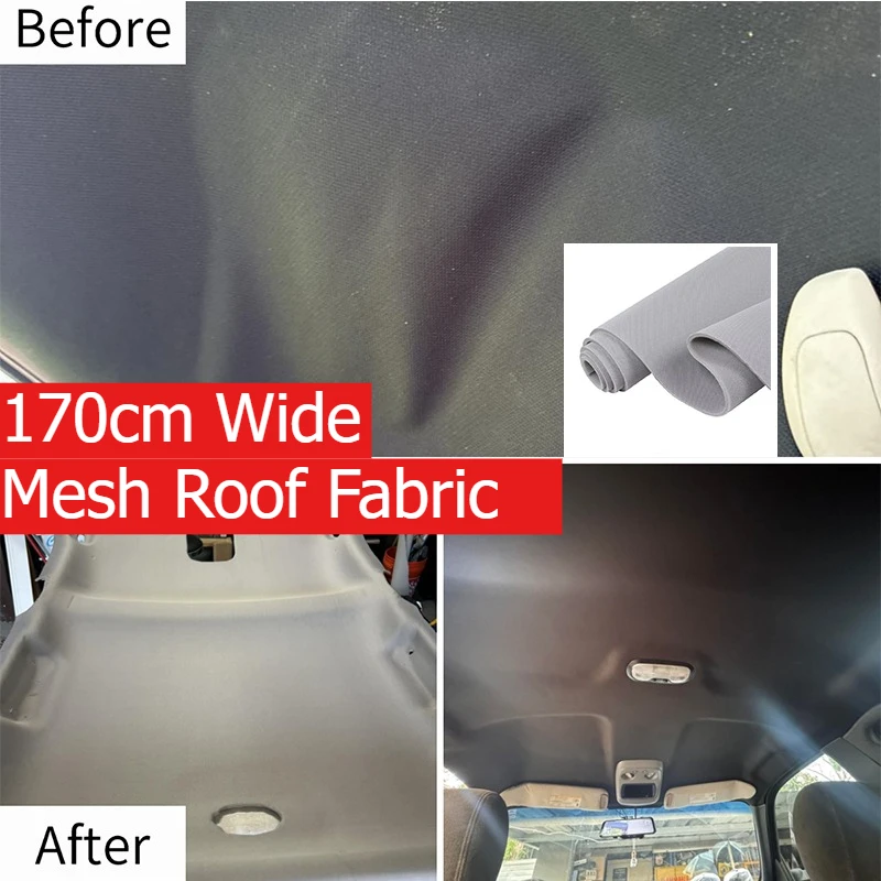 

100/200/250x170 см ткань для ремонта салона автомобиля на крыше с пенопластовой подложкой, материал для обивки крыши автомобиля, сетчатая ткань