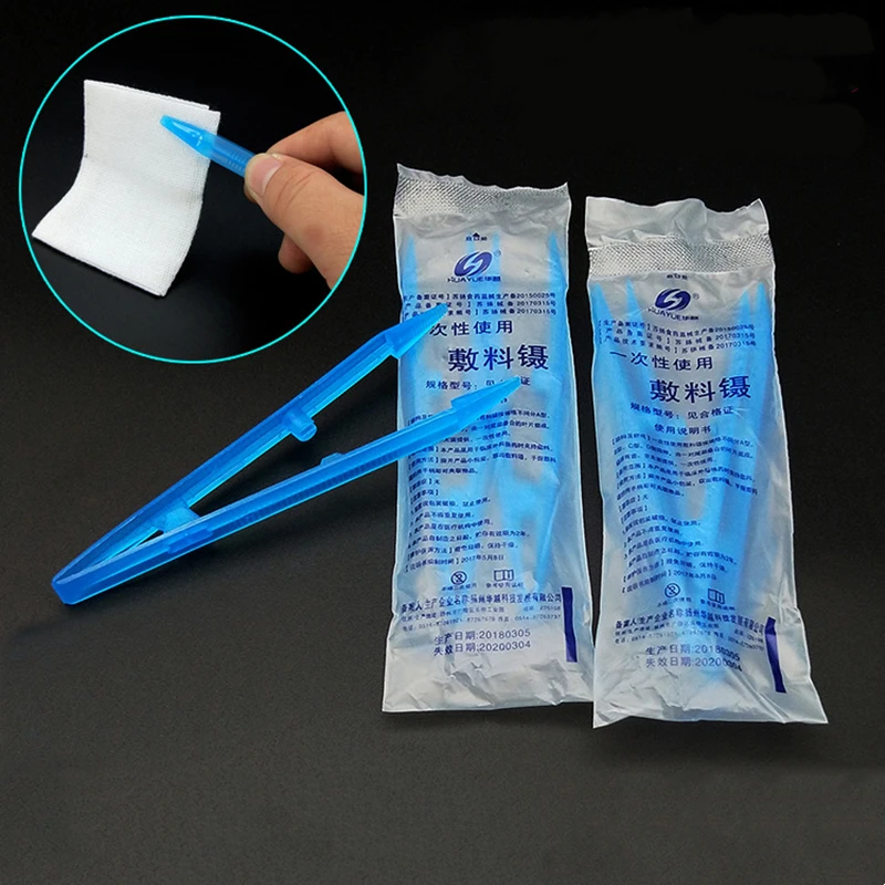 100Pcs Medical Tweezers Clip Disposable Plastic Pick Ups Sterile Forceps Independent Packing